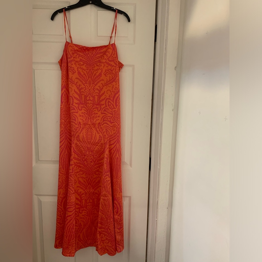 Loft Paisley Satin Dress Size 8 Regular